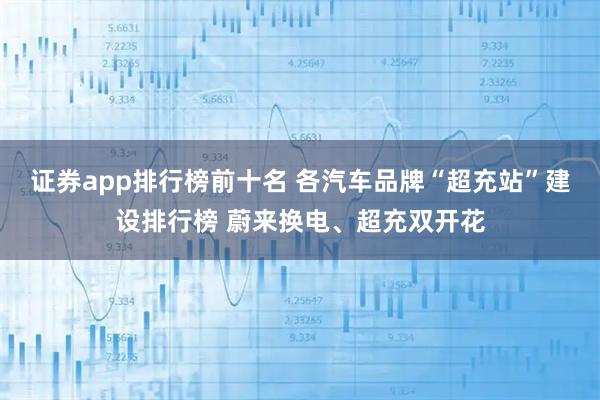 证券app排行榜前十名 各汽车品牌“超充站”建设排行榜 蔚来换电、超充双开花